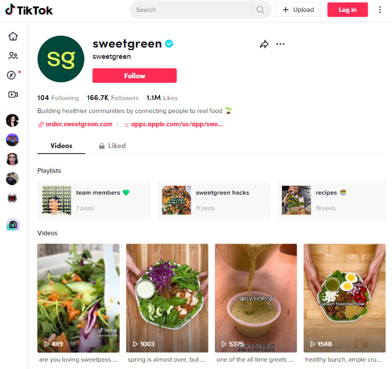 restaurant social media marketing - brand image example tiktok