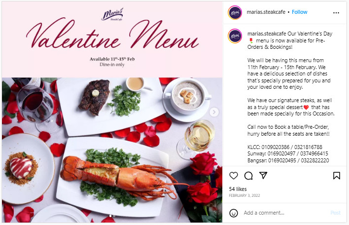 valentines day restaurant ideas: valentine’s day menu example photo