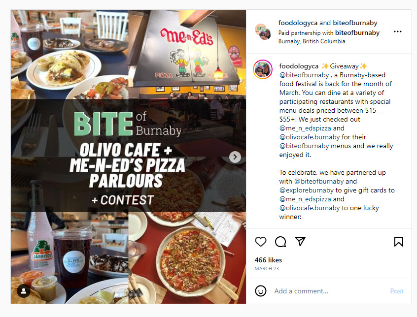  fast food marketing ideas social media contests: example photo
