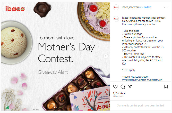 mother’s day promotion ideas: social media contest: example photo