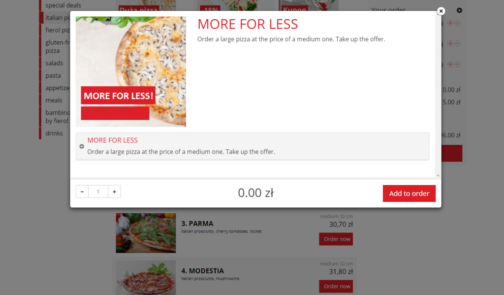 Image of discount provided through online ordering system - Restaurant Marketing Strategy
