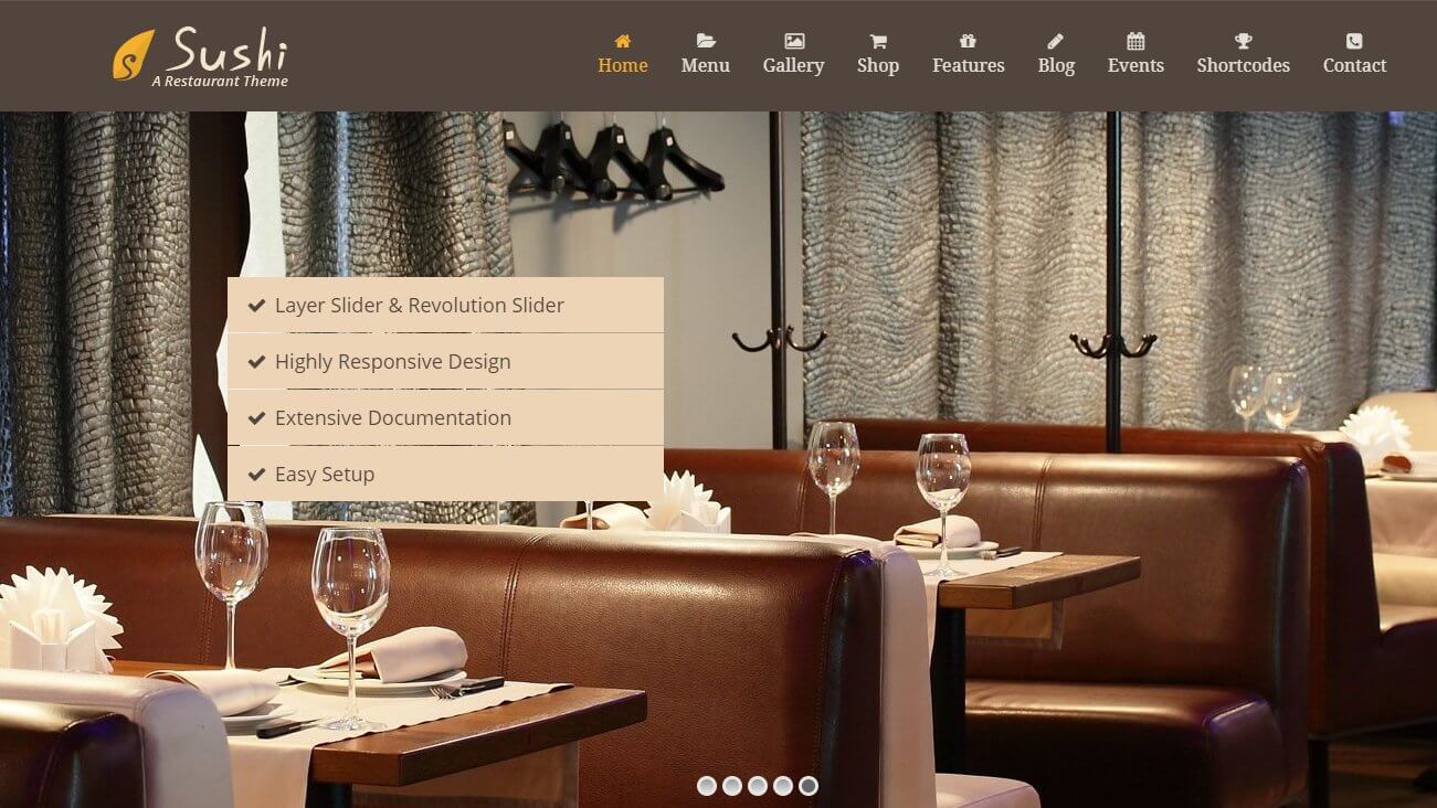online food ordering WordPress theme Restaurant WordPress Template for sushi restaurant