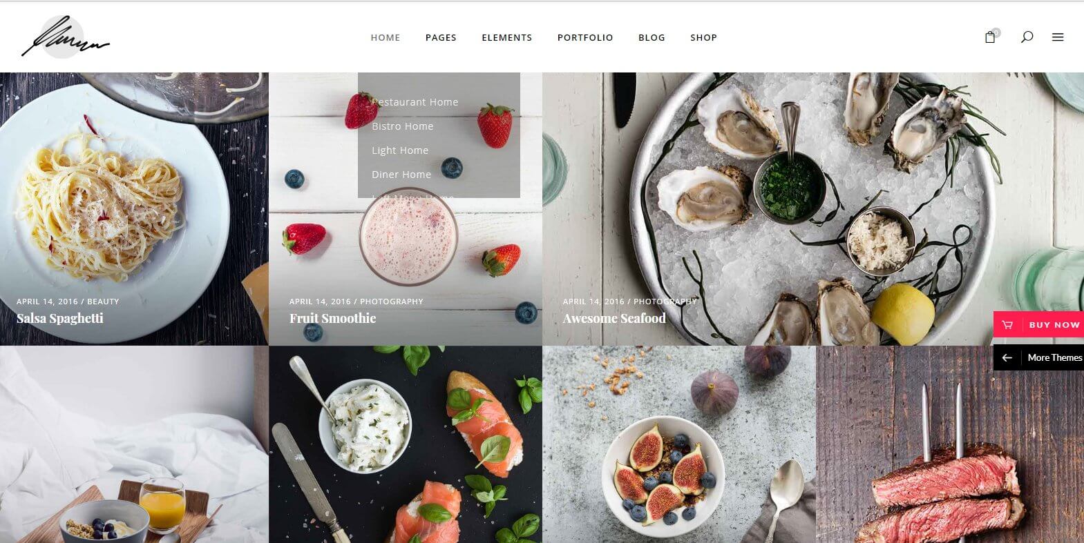 Image of modern and engaging restaurant website template