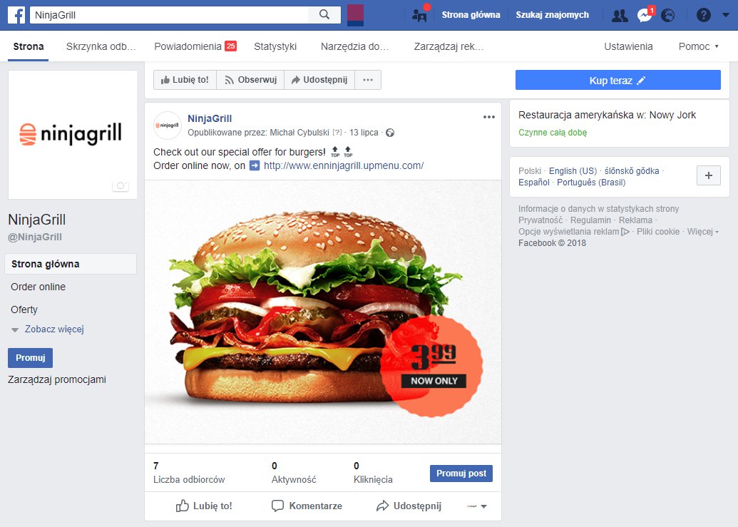 restaurant facebook profile example