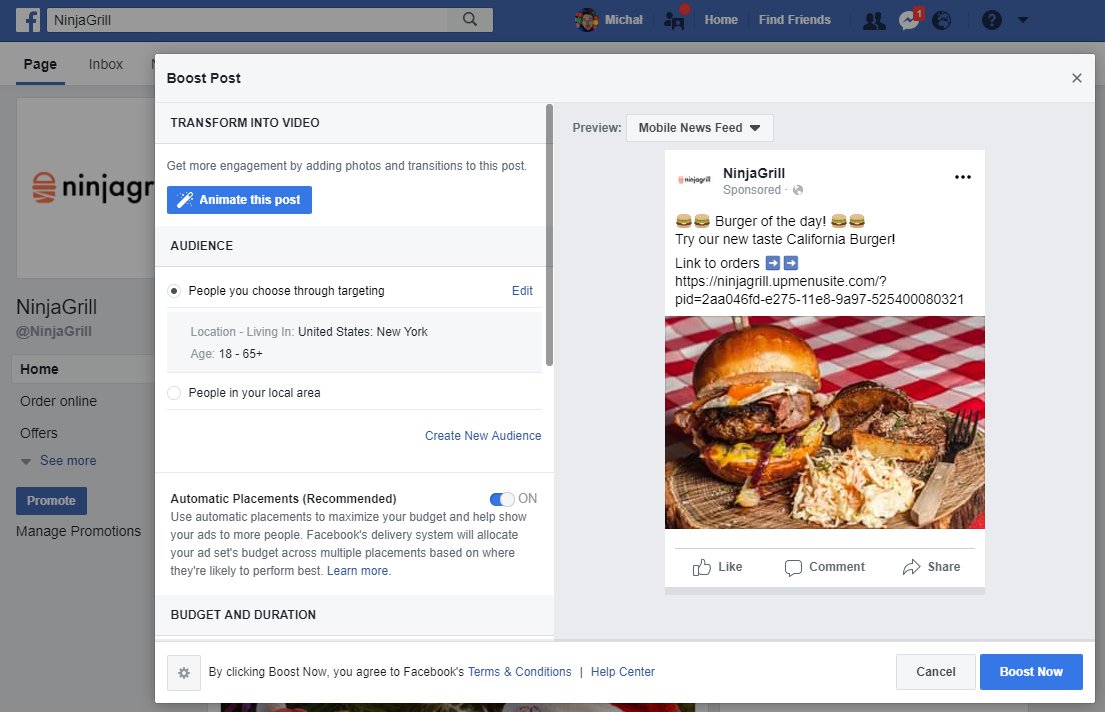 Restaurant Facebook page ideas.