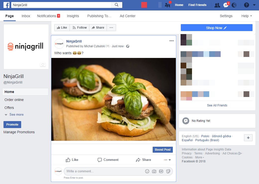 Restaurant online marketing on Facebook page