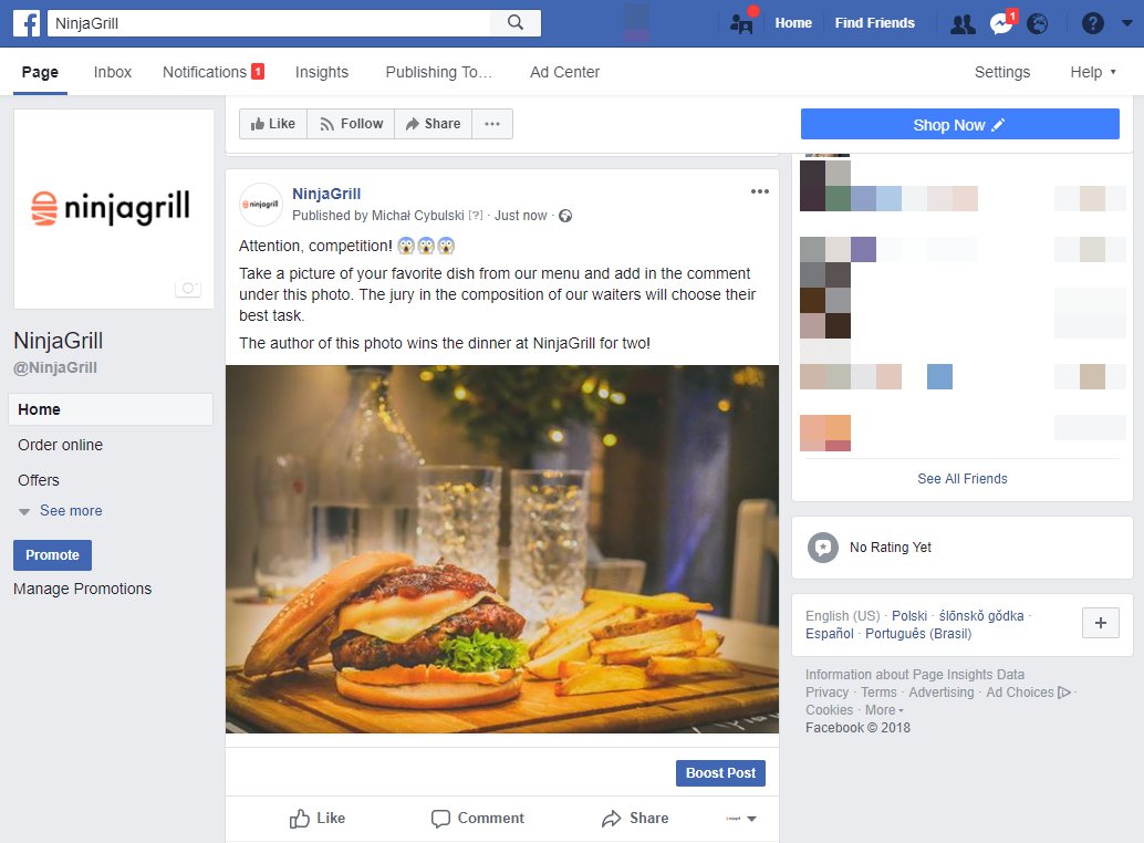 Restaurant Facebook page ideas in restaurant online marketing.