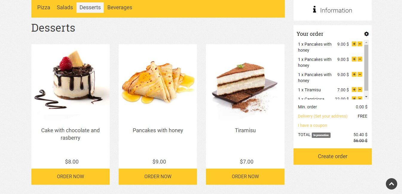 Promotion engine in online ordering system