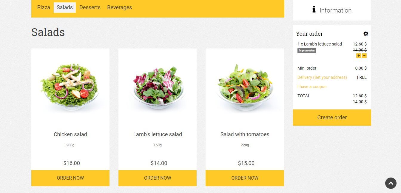 Promotion engine use example for salad promotional campaign