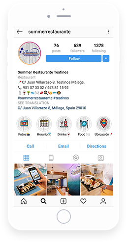 Restaurant Instagram Marketing - engaging Instagram bio