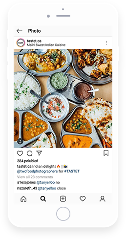 Overhead photo of food on Instagram profile