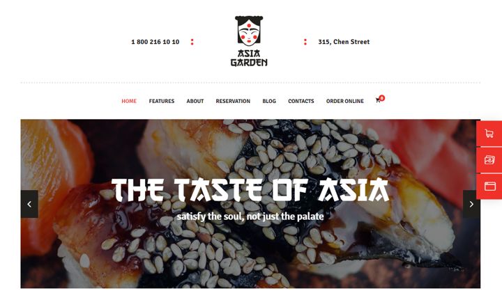 Asia garden restaurant website template.
