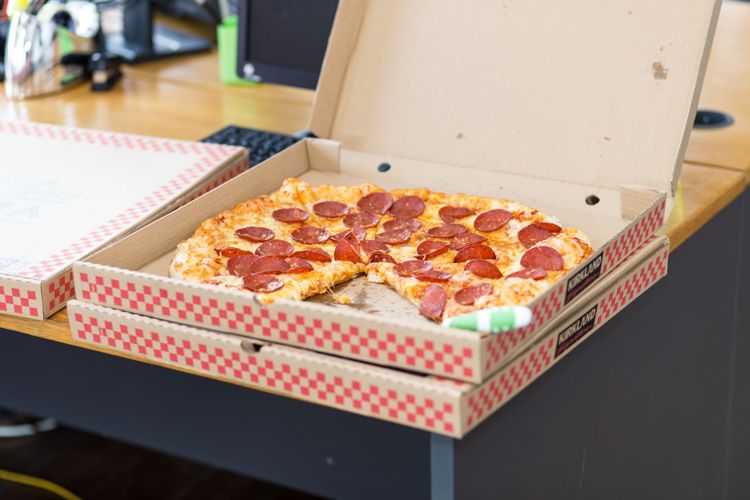 Photo of delivered pizza, ordered through online ordering system