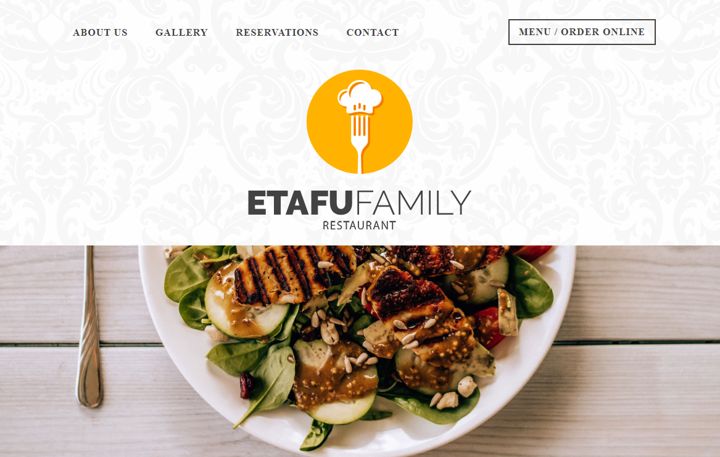 Etafu best restaurant website template for home-styled eatery.