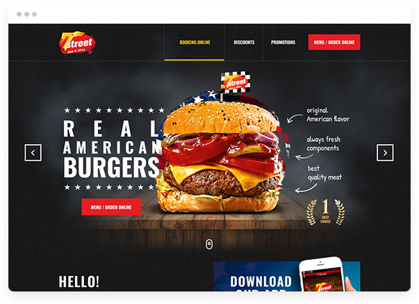Website for burger restaurant