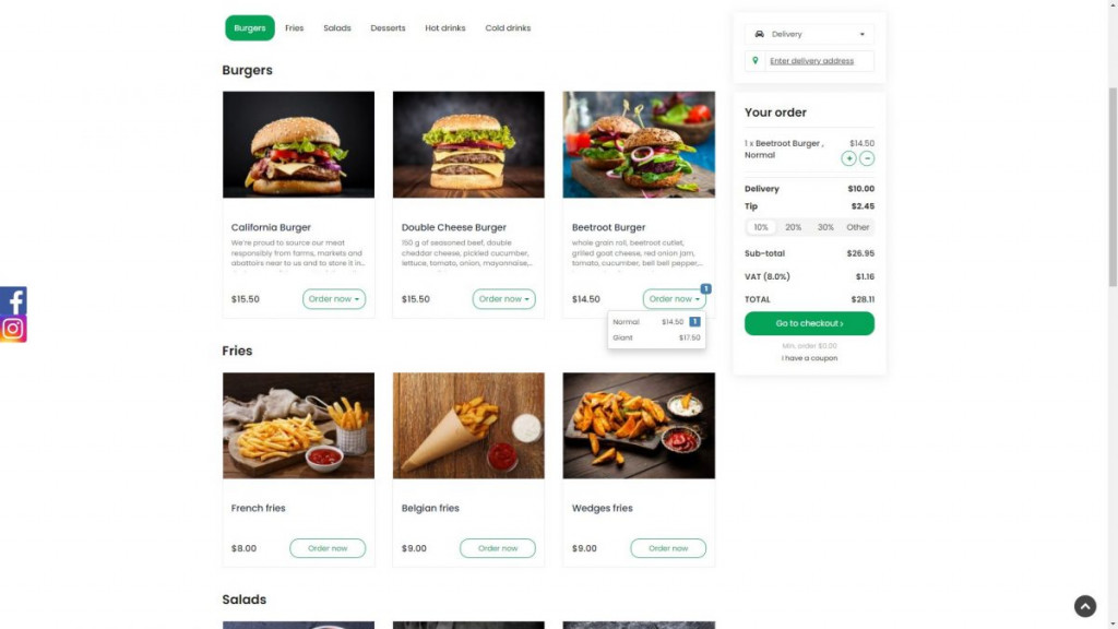 Tips feature from UpMenu online ordering system