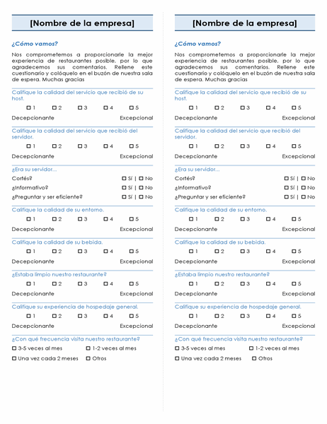 Encuesta para restaurante