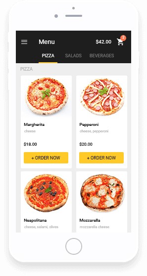 Pizza delivery app with online ordering system