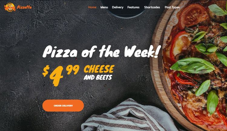 pizzeta theme - one of the best pizza website themes.