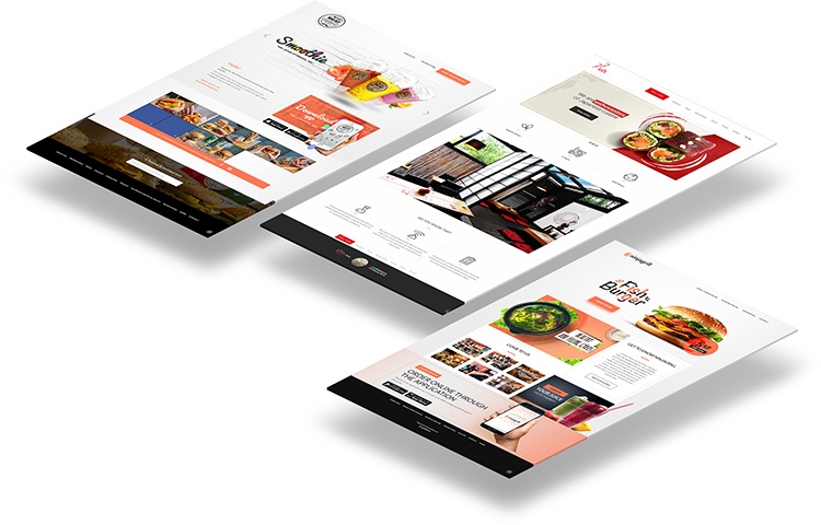 Mockup of delivery restaurant website themes