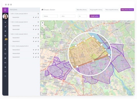 Wyznaczanie stref dostaw w ramach systemu zamówień online UpMenu