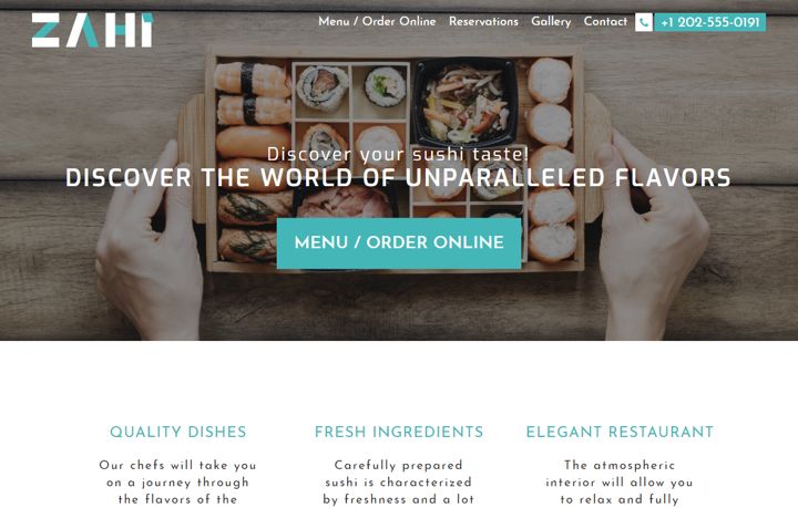 Zahi WordPress theme for beautiful restaurant menu photo presentation.