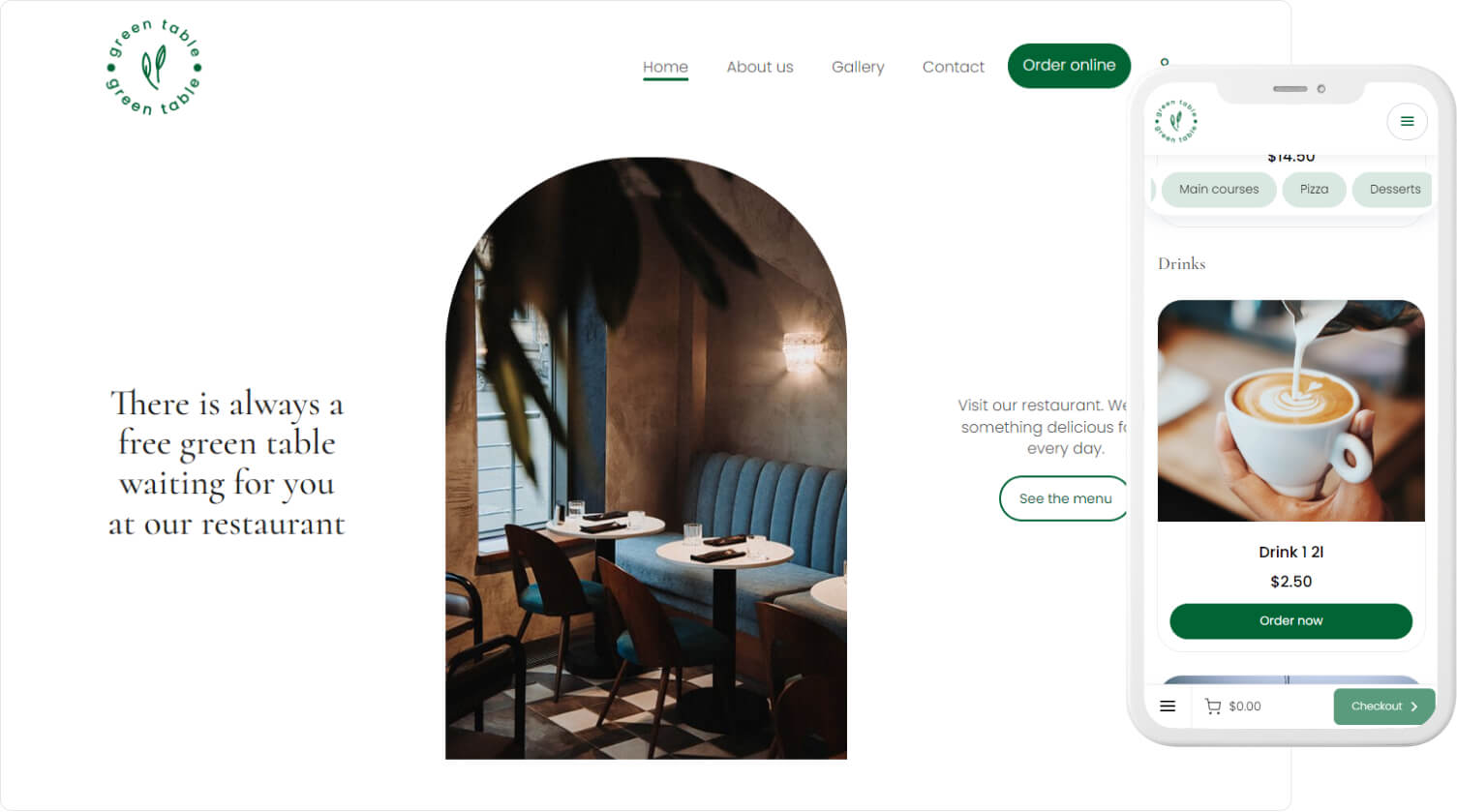 Green table website template