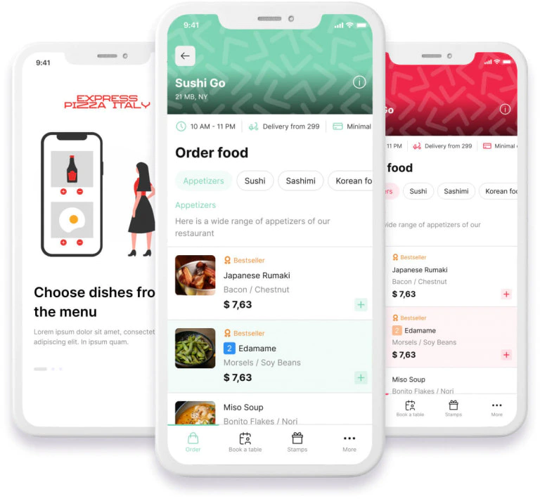 Example of UpMenu restaurant mobile apps 