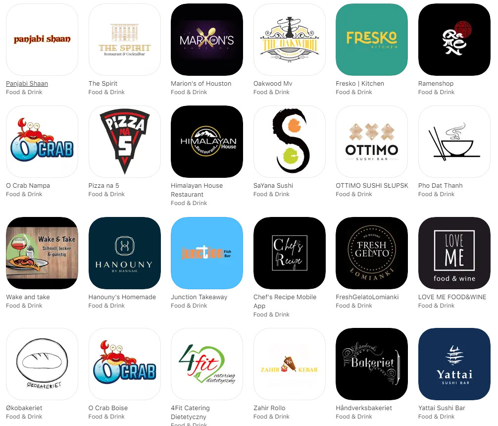 Food delivery app examples of UpMenu clients