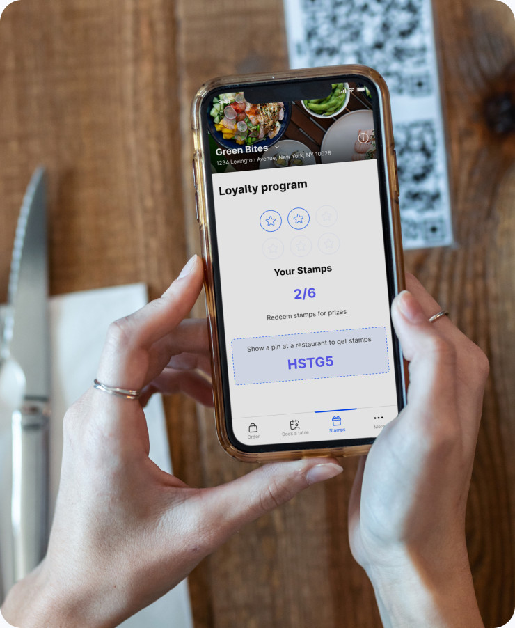 food services loyalty program - example of QR code ordering