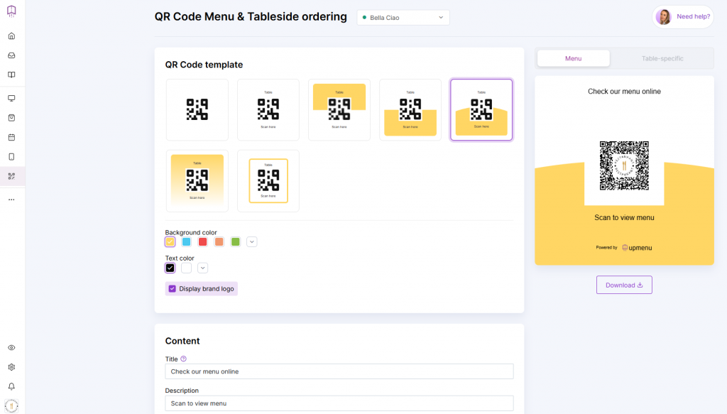 ALT: how to make a menu create a QR code menu