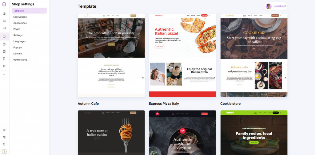 ALT: how to make a menu choose a website template 