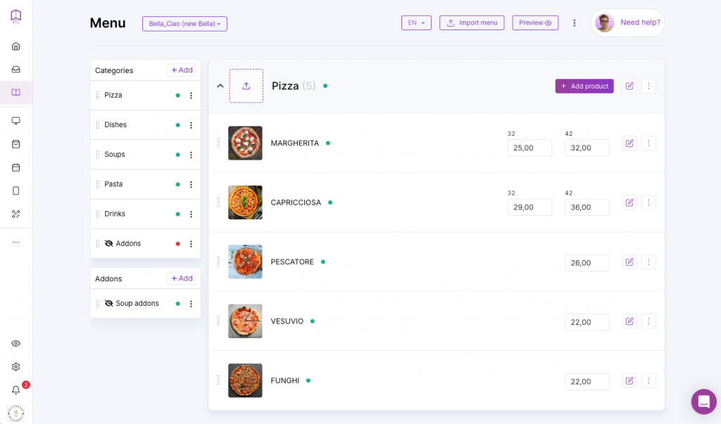 ALT: how to make a menu add menu items with their prices