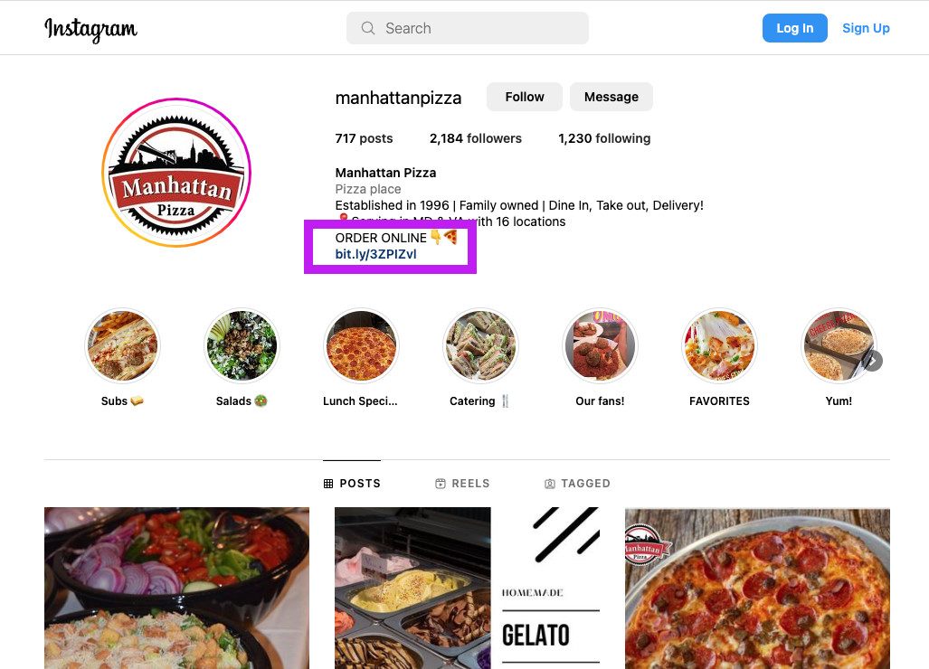 Restaurant Marketing Strategies - Example of restaurant’s Instagram profile