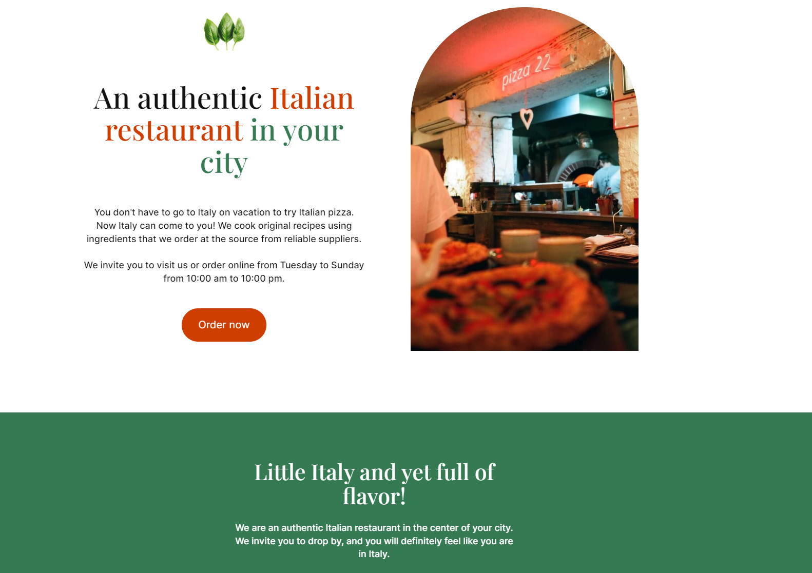A simple restaurant web page for restaurants that serve Italian cuisine