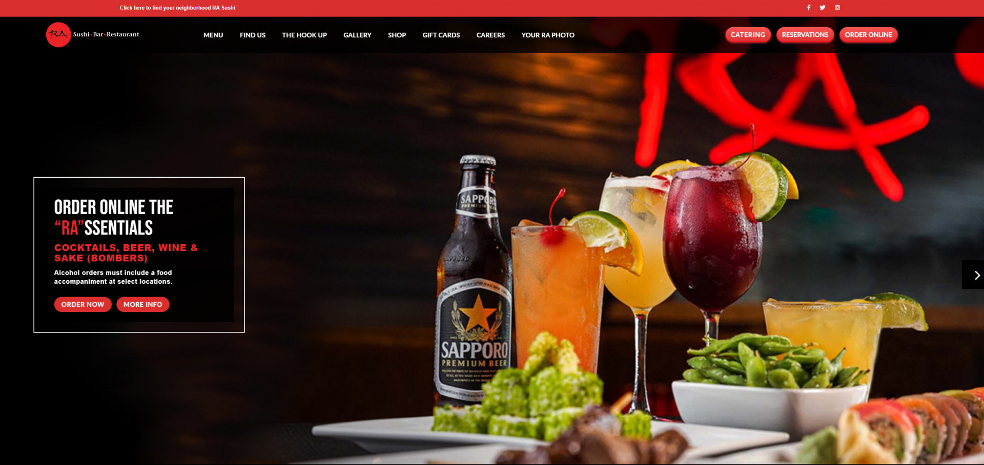 One of the top beautiful restaurant websites for bars