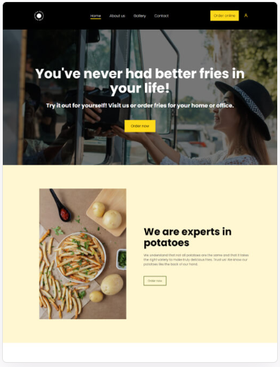 Making a restaurant website with design example