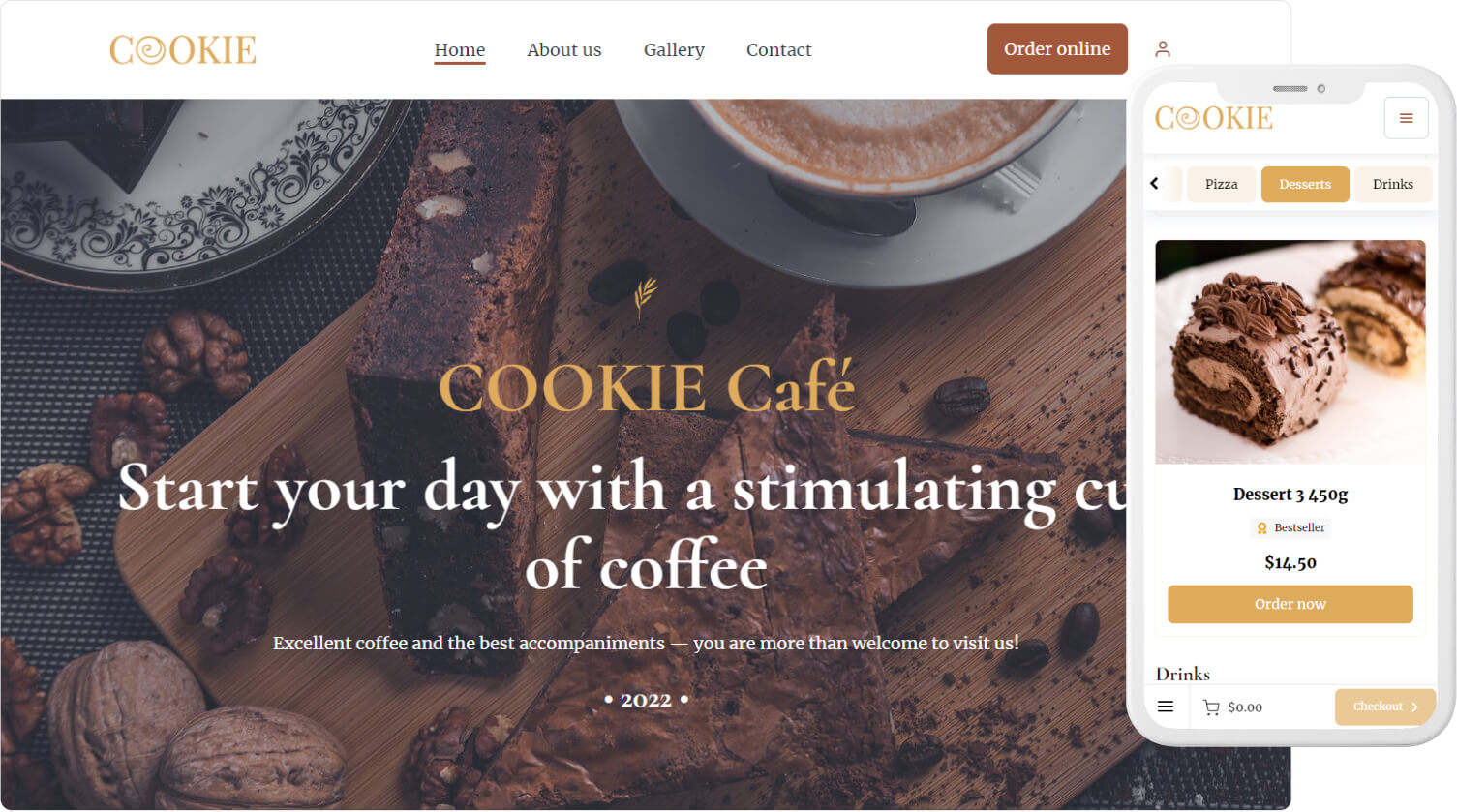  An example of a website template for cafes for passive income