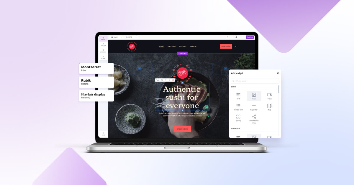 An example of a web developer website design for sushi restaurants