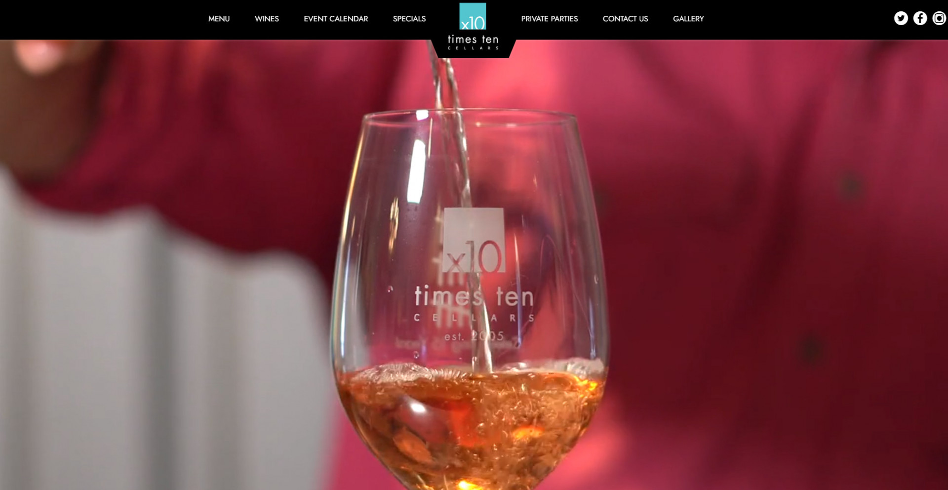 A restaurant web page example for wine tasting
