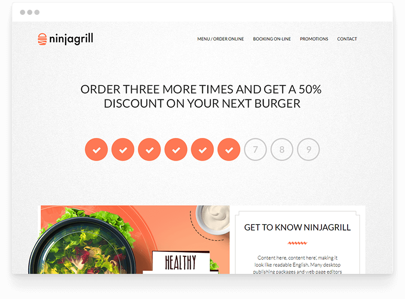  An example of a restaurants homepage with loyalty program
