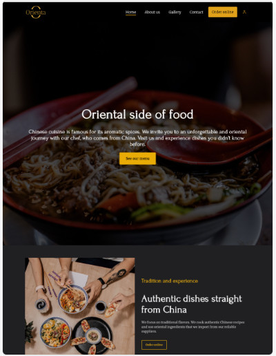Starting a restaurant website with an example template