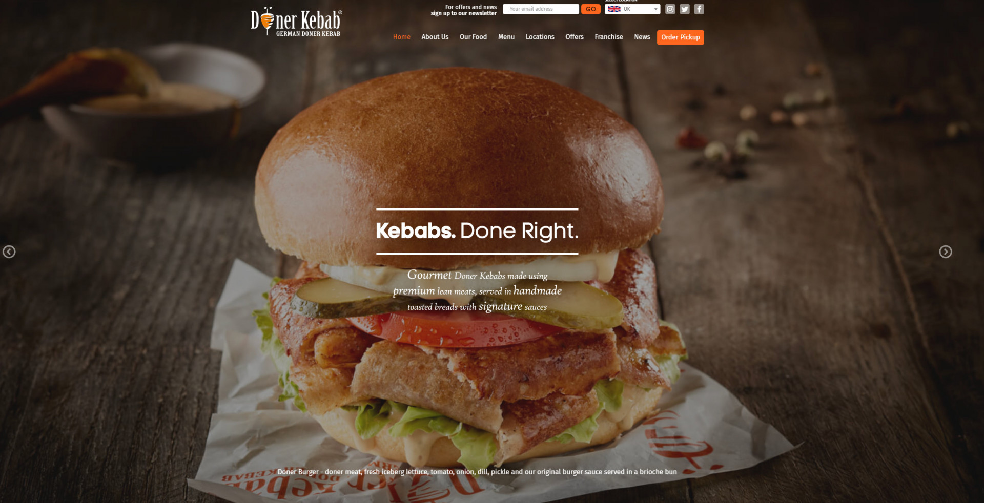 One of the best restaurant websites for businesses that serve kebabs