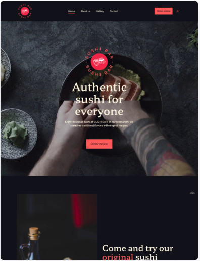 A website design for a restaurant