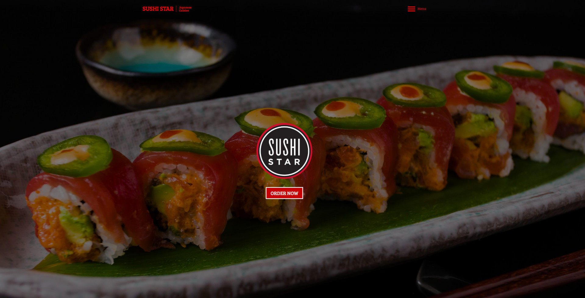 An example of a website design for restaurants that serve sushi