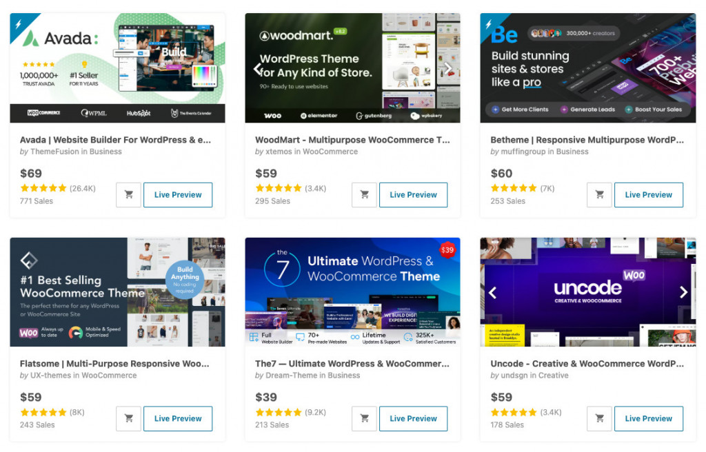 Website templates marketplace