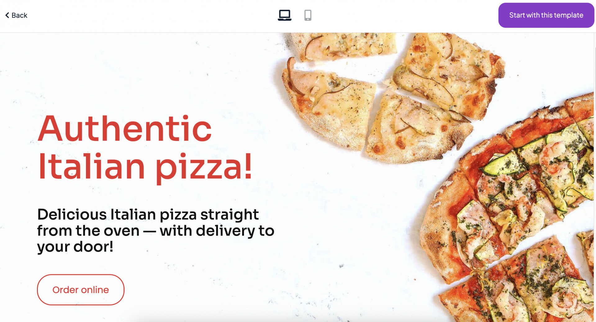 Upmenu pizza website template example