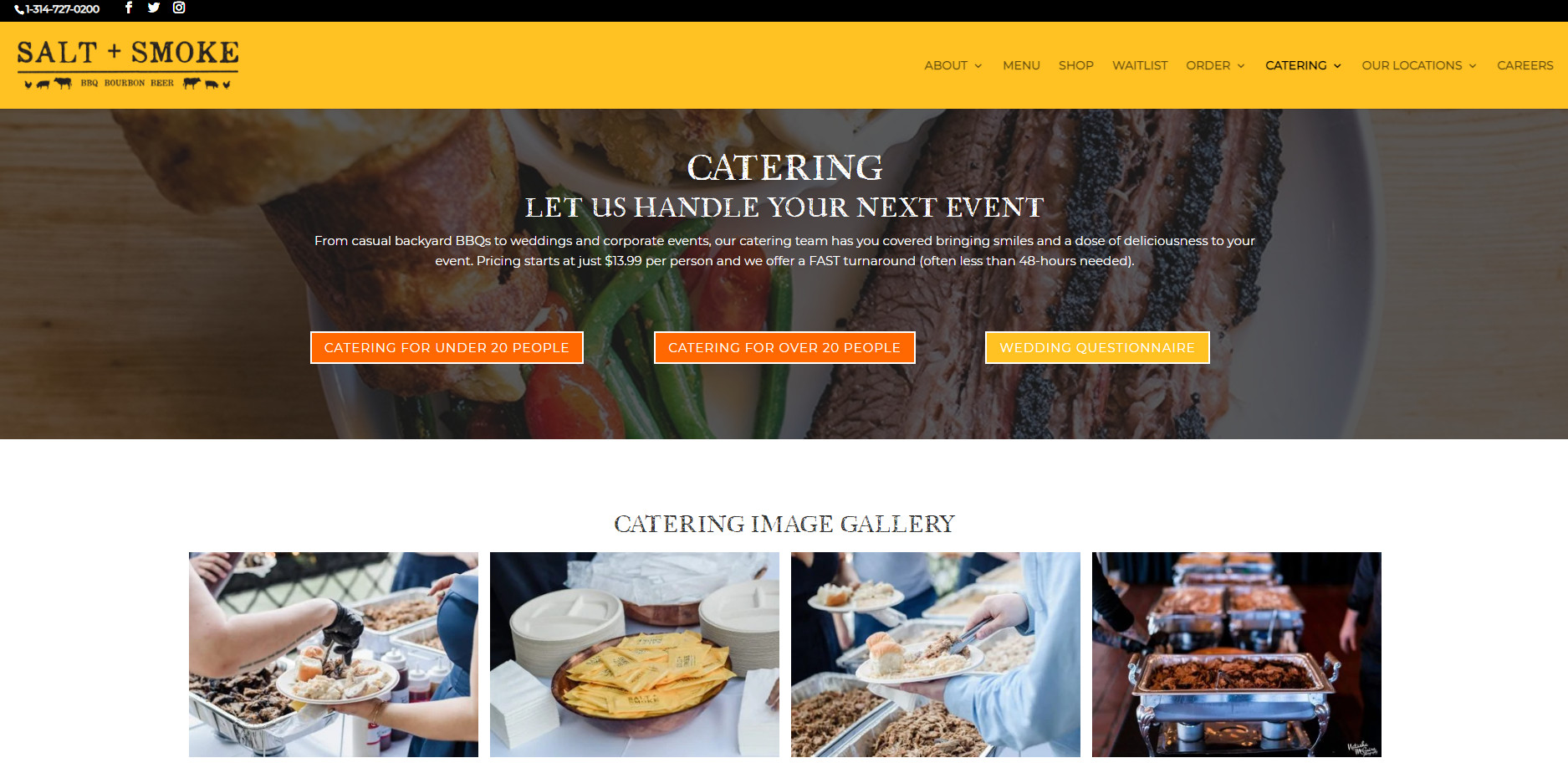  best catering websites example smoke & salt