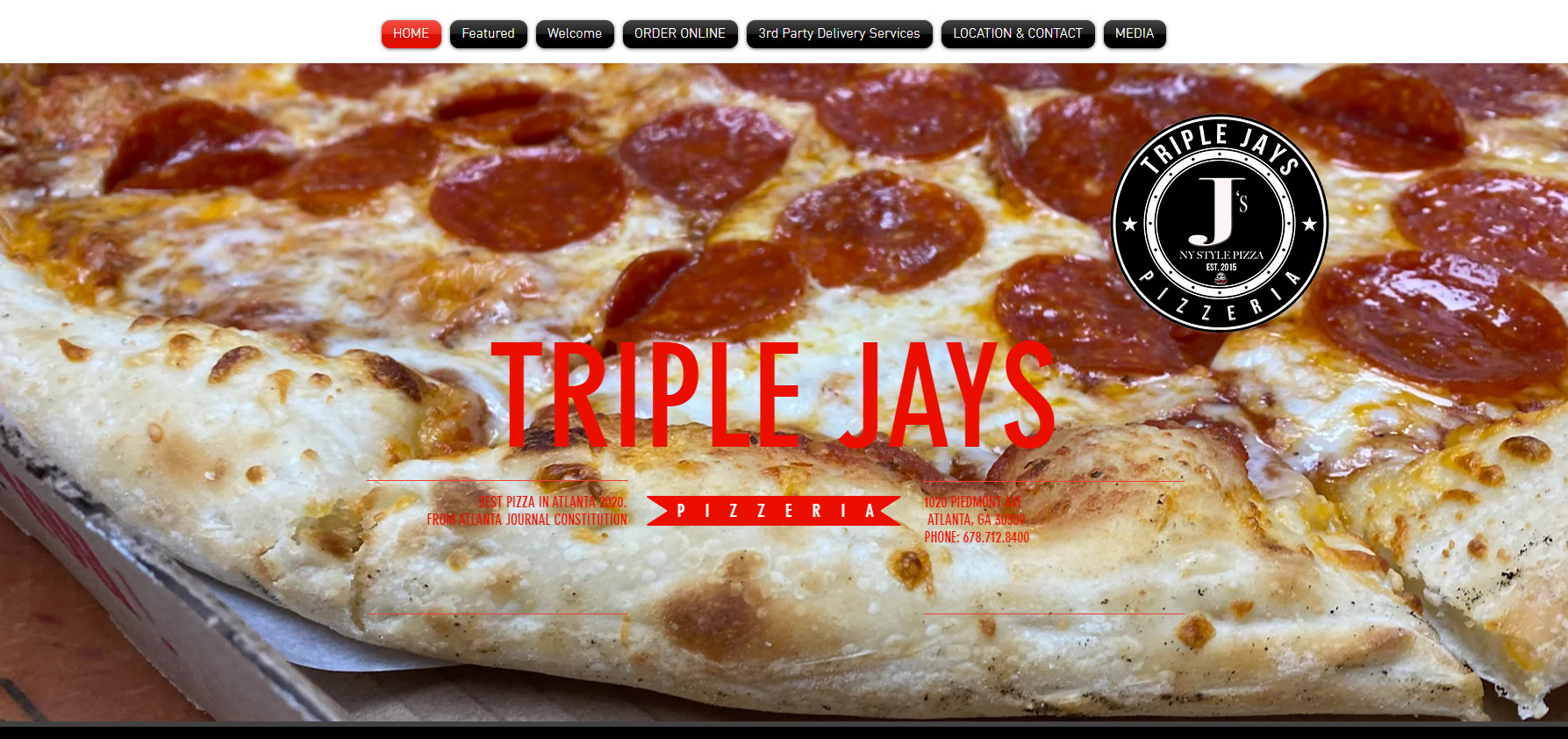 12 food truck websites example Triple Jay's Pizza