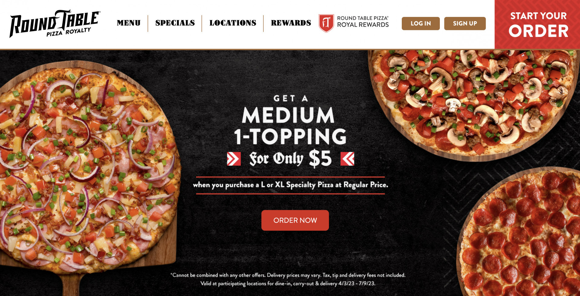 pizza website template example Round Table Pizza